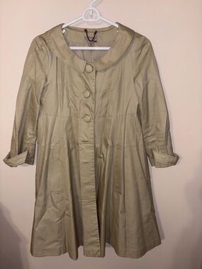 H&M Light Beige A-Line Trench Style Swing Coat
